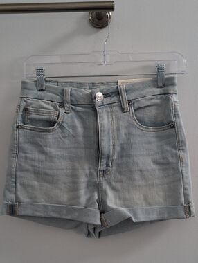 American Eagle Outfitters Light Blue Denim Rolled-Hem Shorts